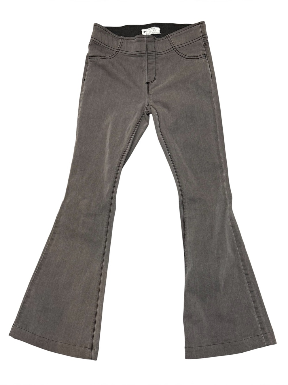 Free People Pull-On Flare Denim Jeans Size 27 Penny Gray / Black